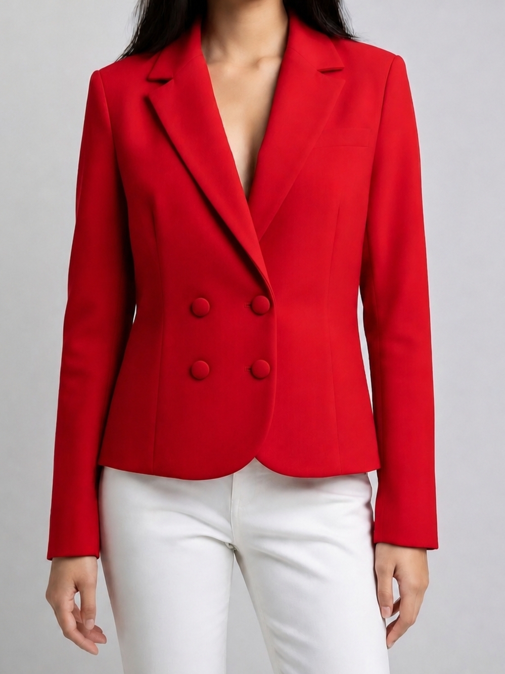 Women's Double-Breasted Red Blazer Jacket